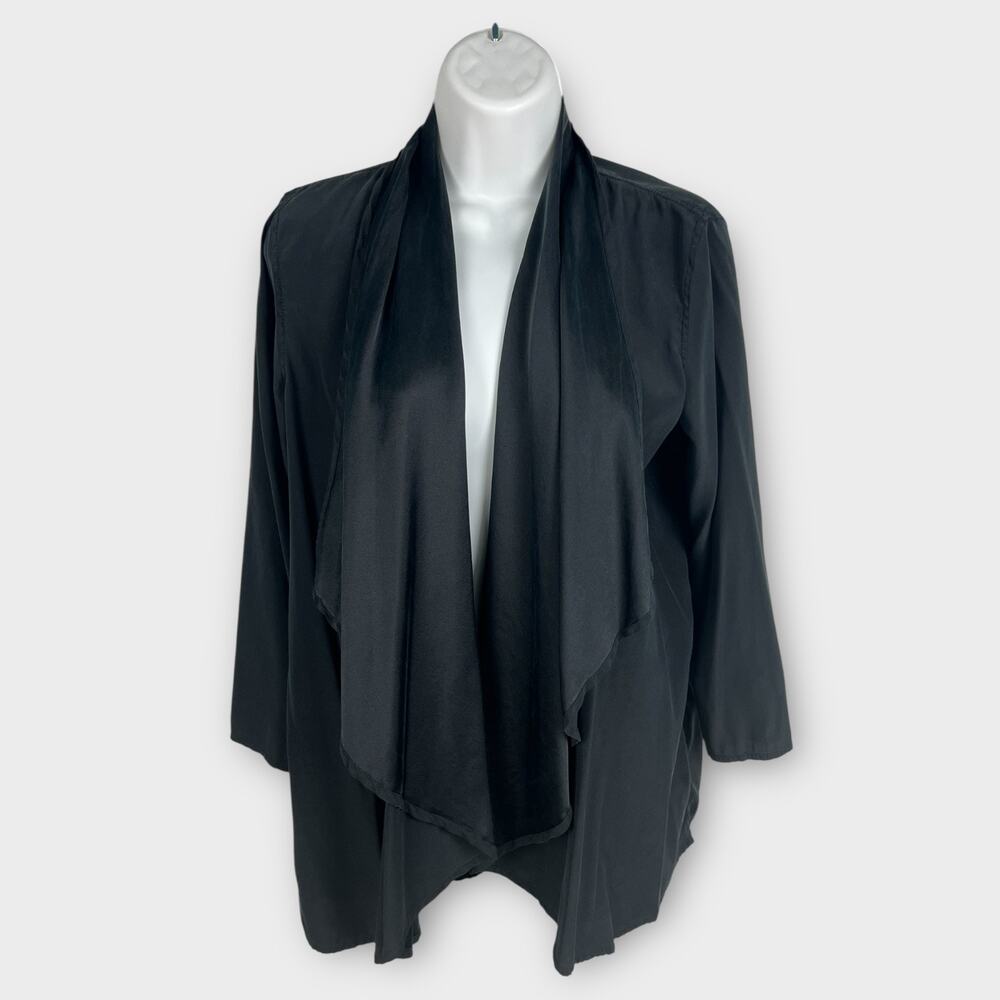 Citron Santa Monica Black Silk Blend Open‎ Cardigan Art to Wear Medium
